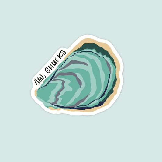 Aw Shucks Oyster Sticker, Punny Stickers, Coastal Stickers