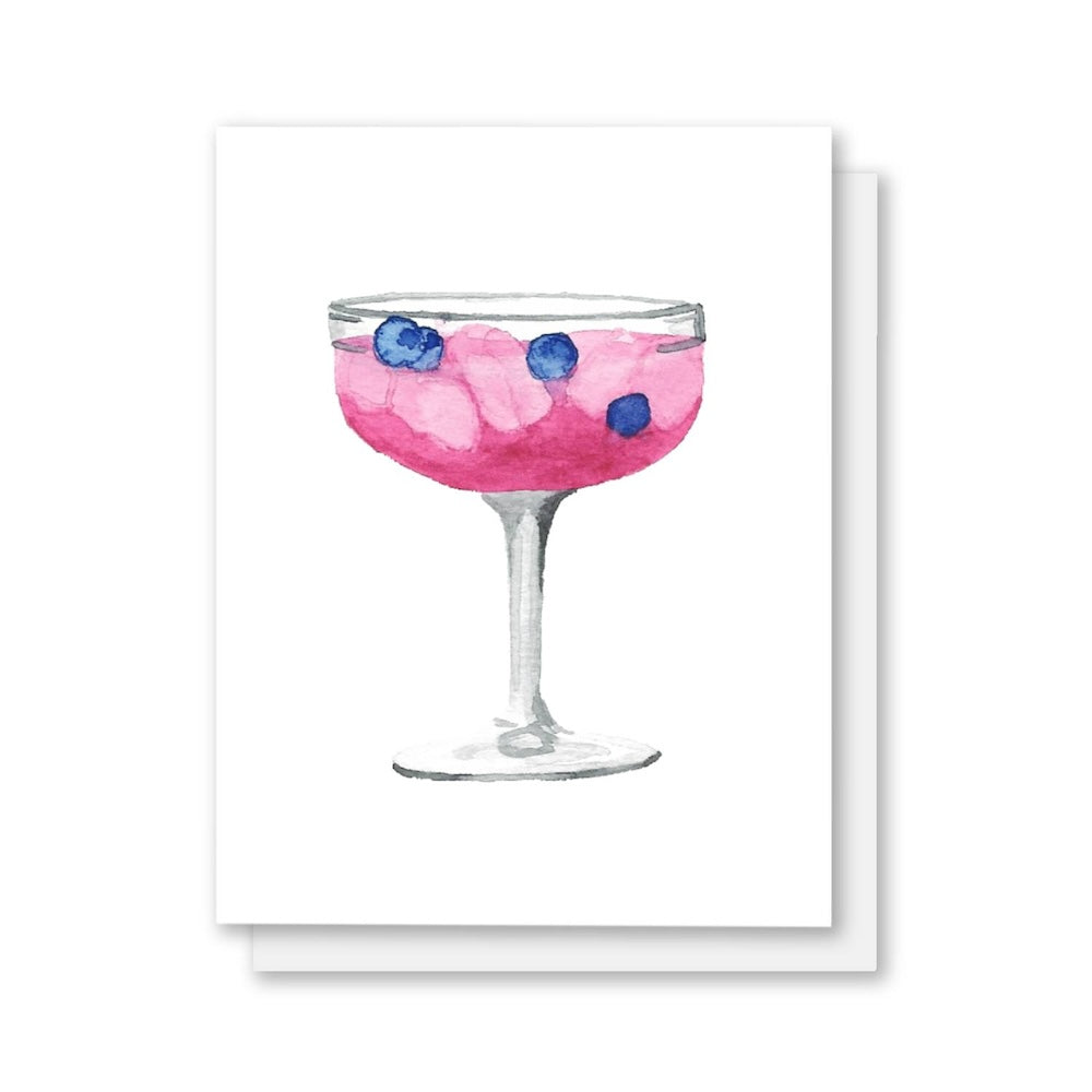 Blueberry Cocktail Greeting Cards Watercolor | Blank Inside