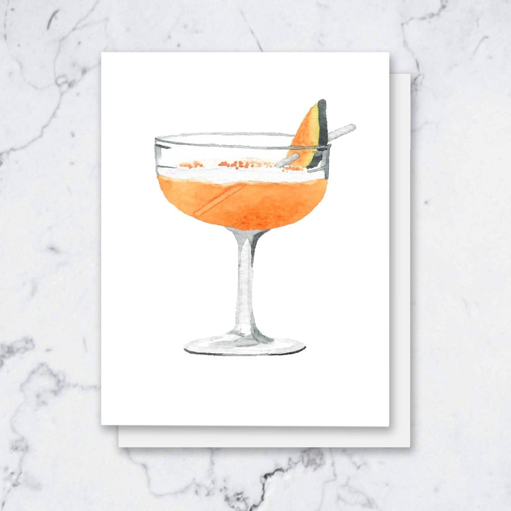 Fig Cocktail Greeting Cards Watercolor | Blank Inside Cards