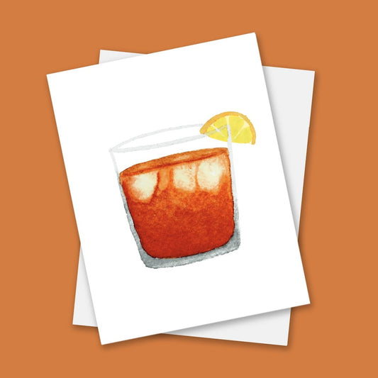 Old Fashioned Cocktail Greeting Cards Watercolor