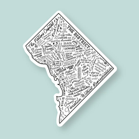 Map of DC Stickers, Washington DC History & Neighborhoods