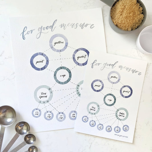 Kitchen Conversion Chart, Kitchen Art Print, Cooking Gifts