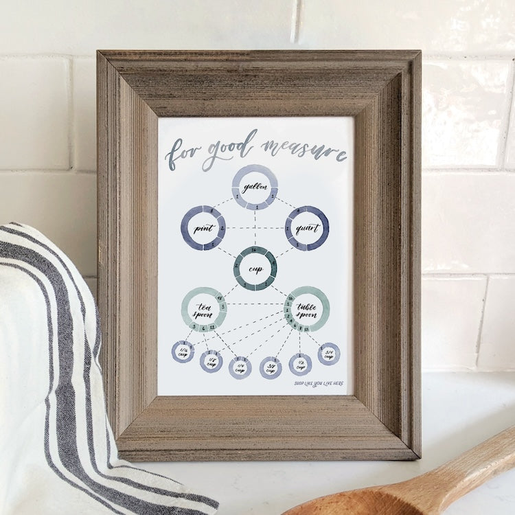 Kitchen Conversion Chart, Kitchen Art Print, Cooking Gifts