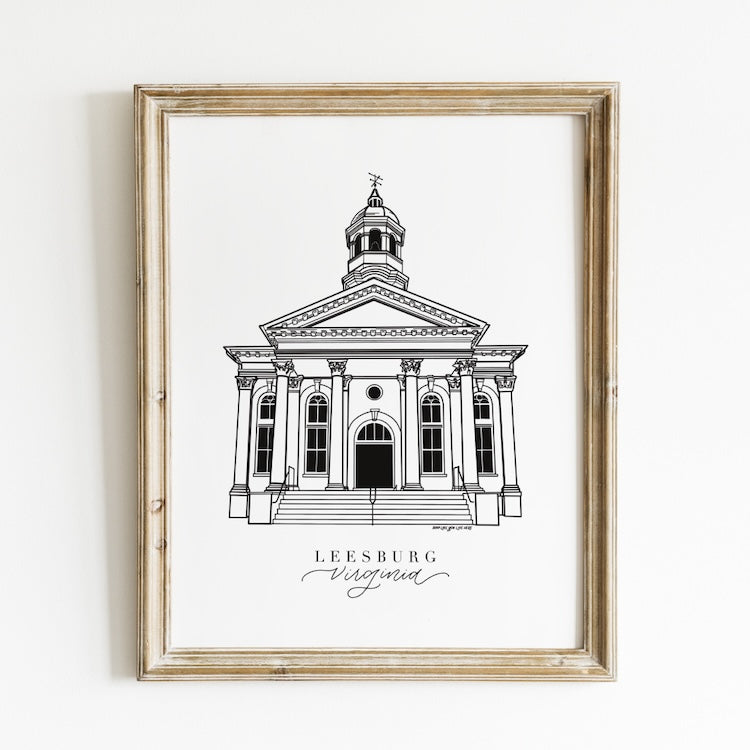 Leesburg Virginia Courthouse Art Print | Northern Virginia