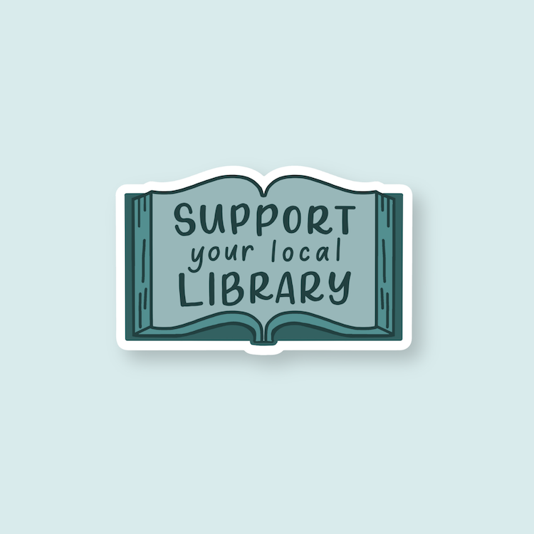 Support Your Local Library Stickers Teal | Reading Stickers