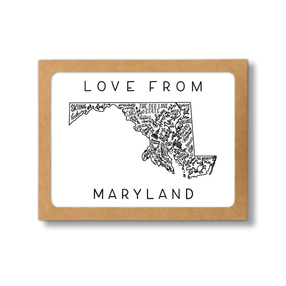 Maryland State Map Greeting Card Box Set of 8