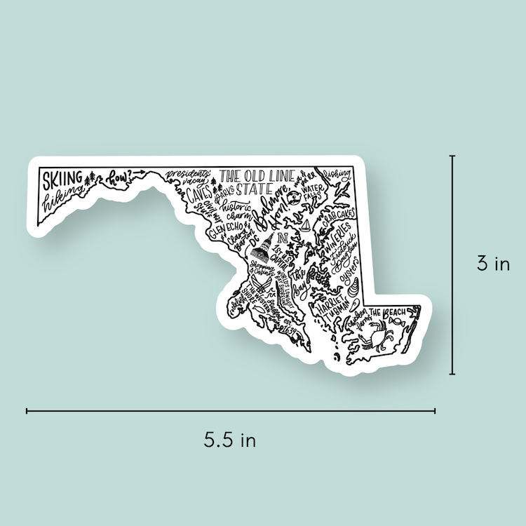 Maryland Magnet | Hand-Drawn State Map Magnet