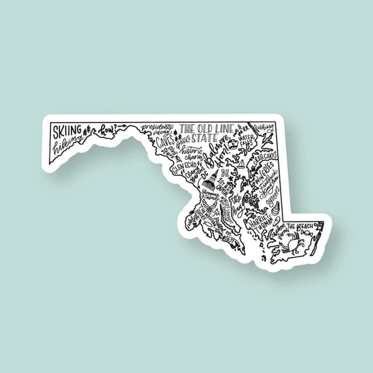 Maryland Magnet | Hand-Drawn State Map Magnet