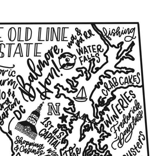Maryland State Map Greeting Card | Maryland Gifts