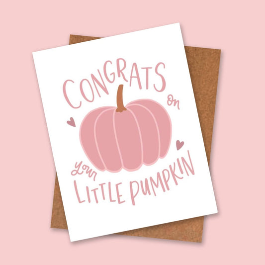 Little Pumpkin Baby Girl Card | New Baby Greeting Cards Fall