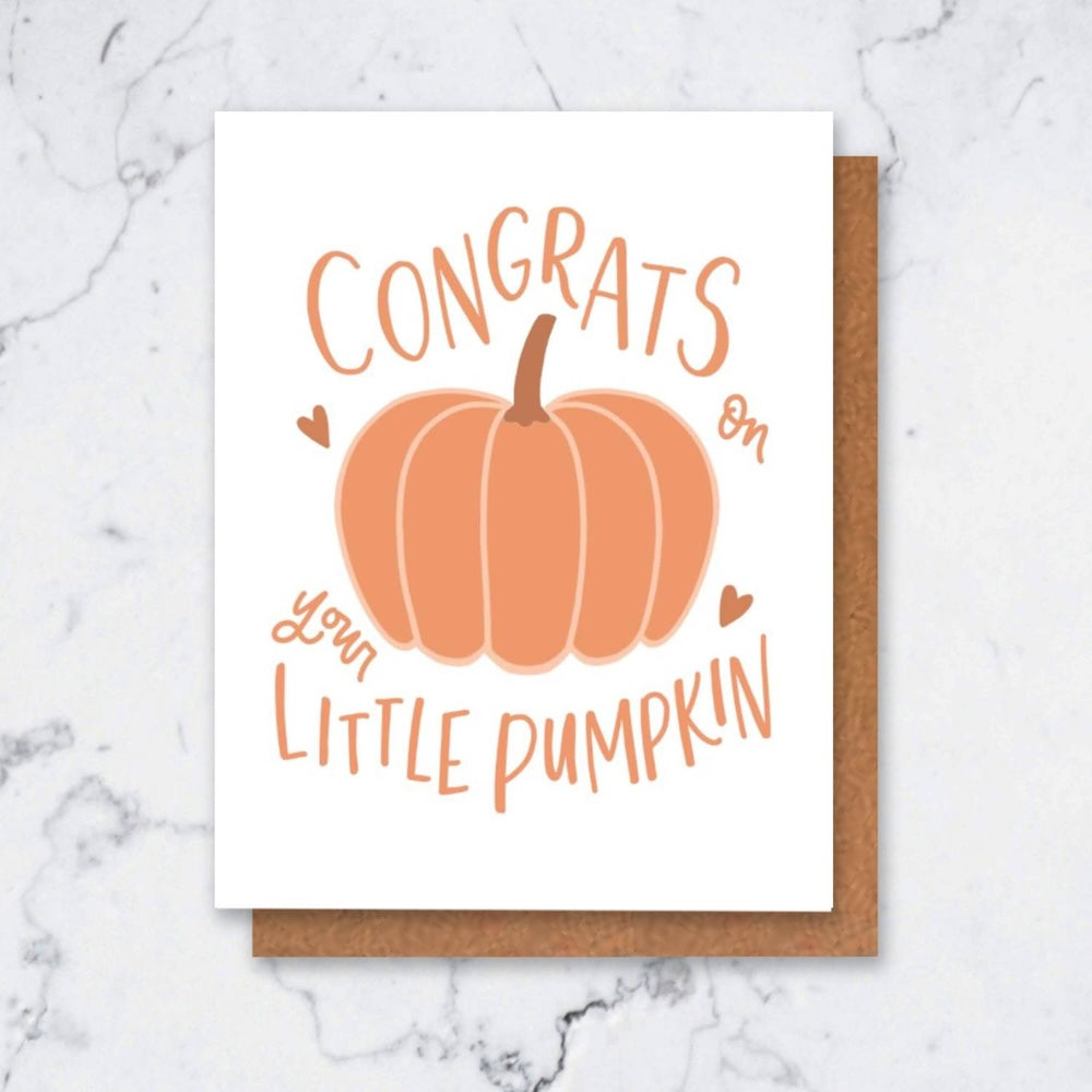 Little Pumpkin New Baby Card | Gender Neutral Baby Cards