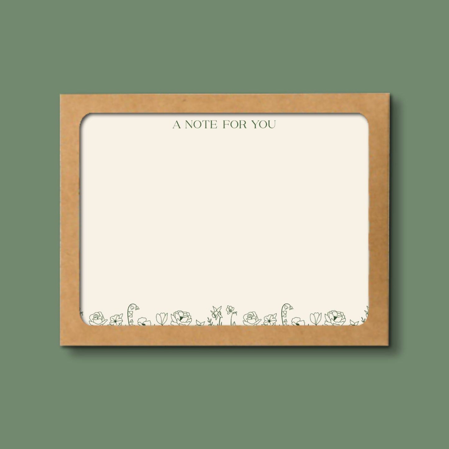 Green Floral Note Cards Boxed Set with Envelopes