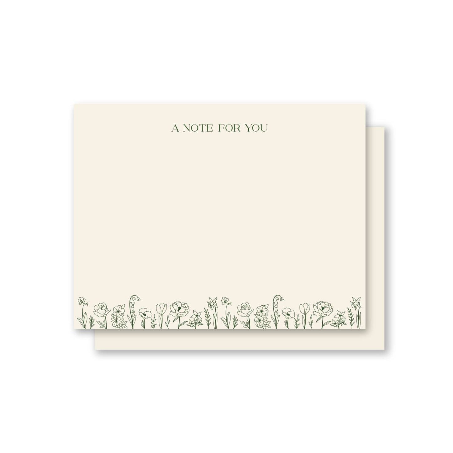Green Floral Note Cards Boxed Set with Envelopes