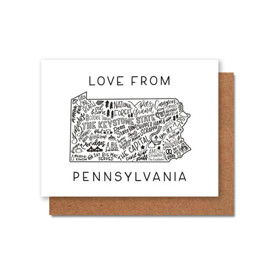 Pennsylvania Map Greeting Card | Pennsylvania Gifts