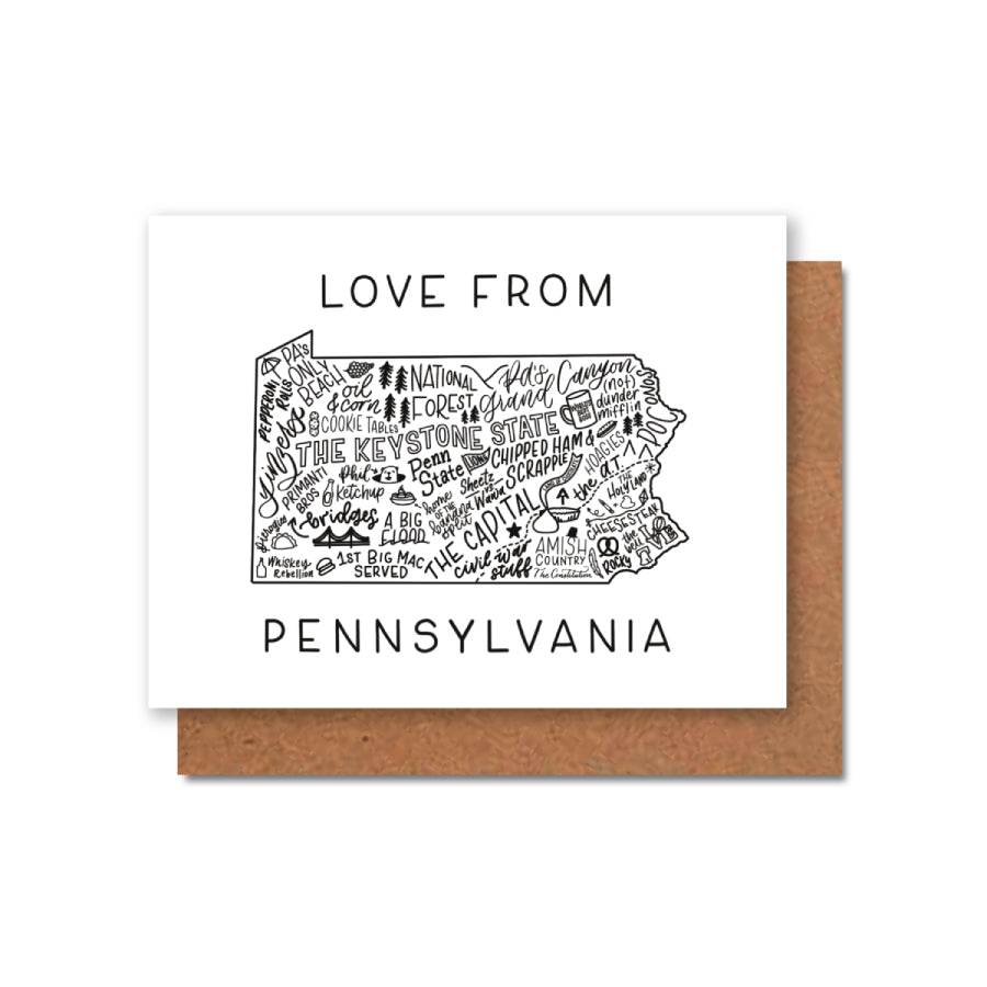Pennsylvania Map Greeting Card Box Set of 8