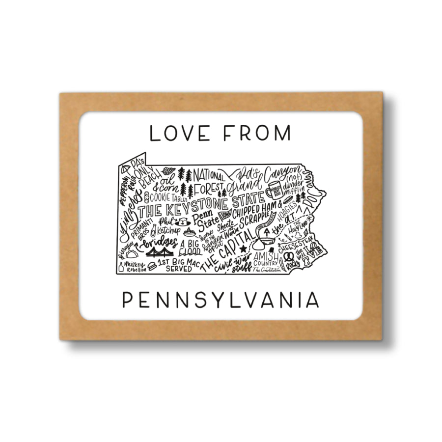 Pennsylvania Map Greeting Card Box Set of 8