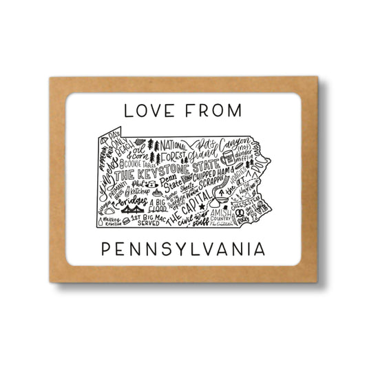 Pennsylvania Map Greeting Card Box Set of 8