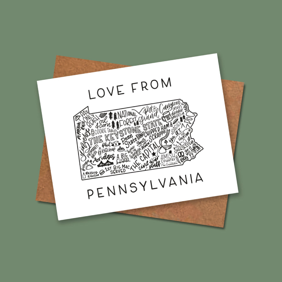 Pennsylvania Map Greeting Card Box Set of 8