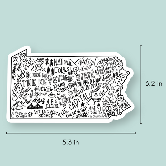 Pennsylvania Magnet | Hand-Drawn State Map Magnet