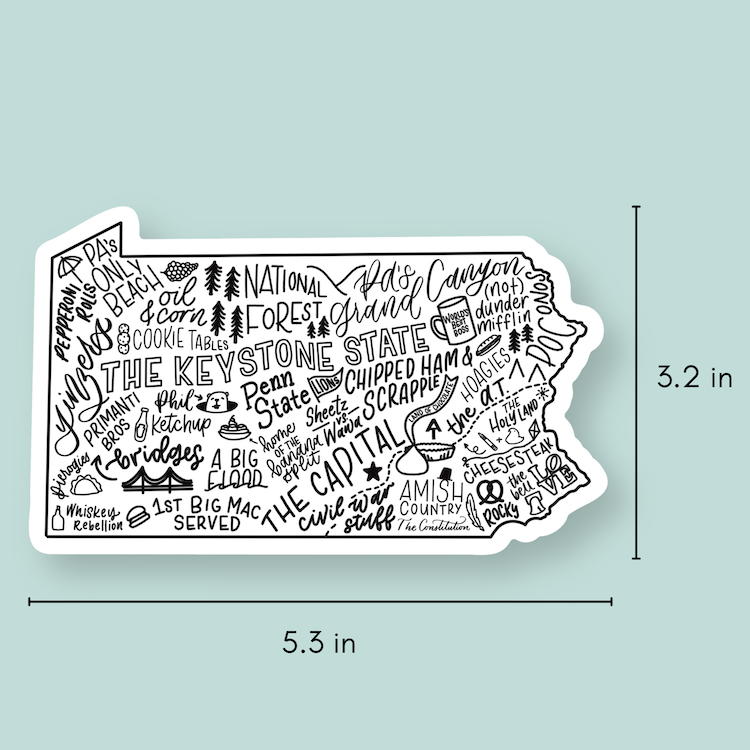 Pennsylvania Magnet | Hand-Drawn State Map Magnet