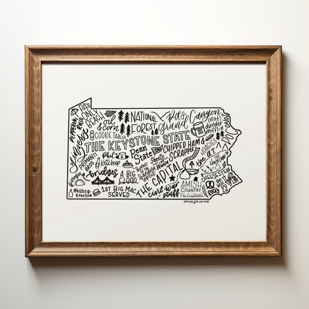 Pennsylvania Map Print 8x10 | PA State Map Art Print