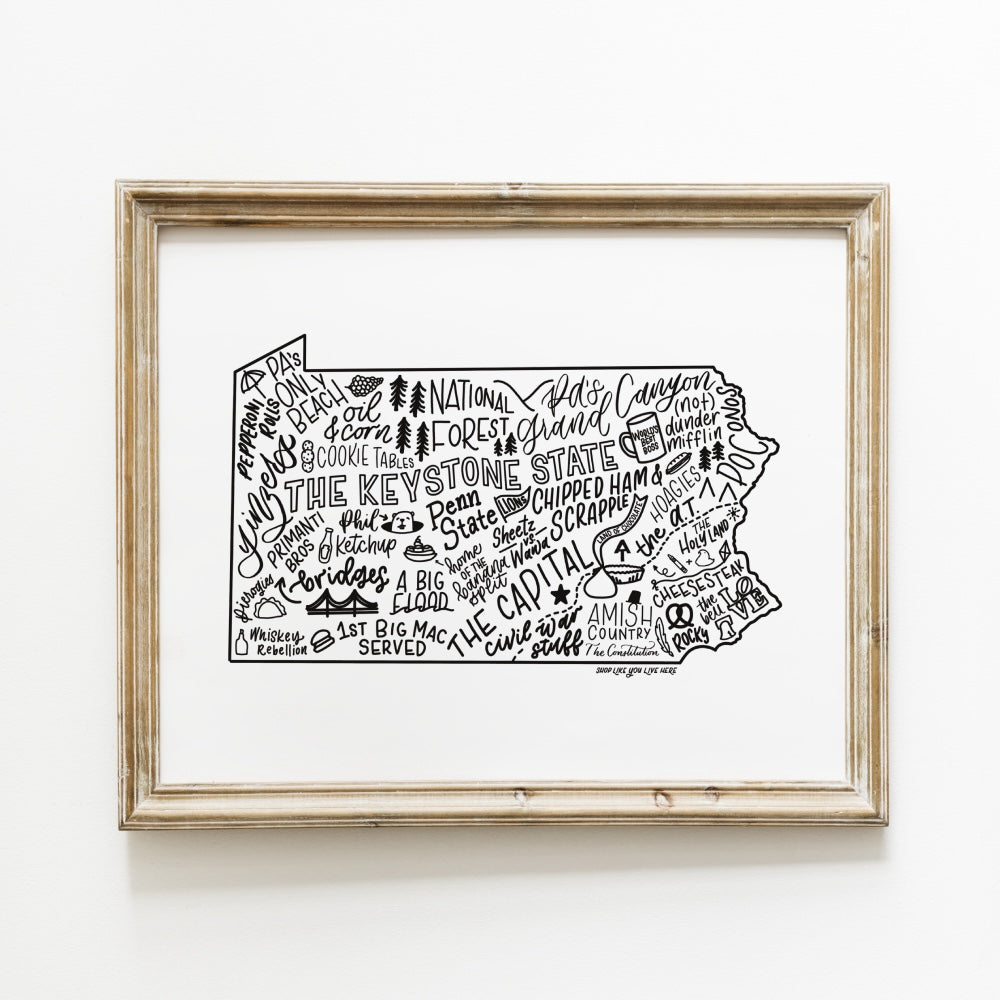 Pennsylvania Map Print 8x10 | PA State Map Art Print