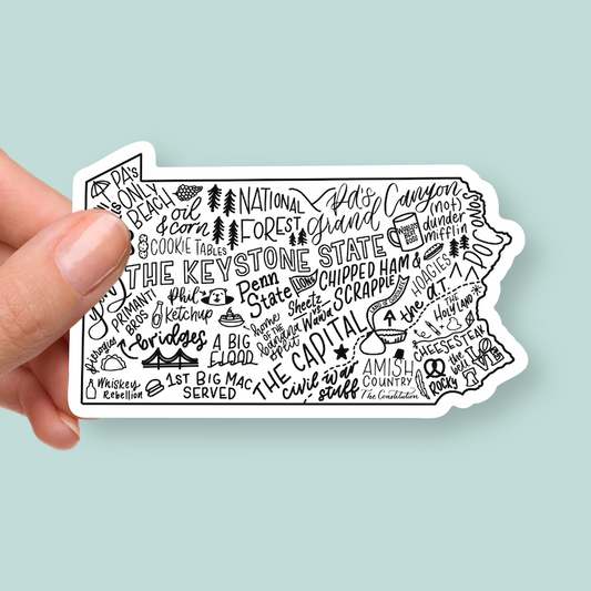 Pennsylvania Stickers | Hand-Drawn State Map Sticker