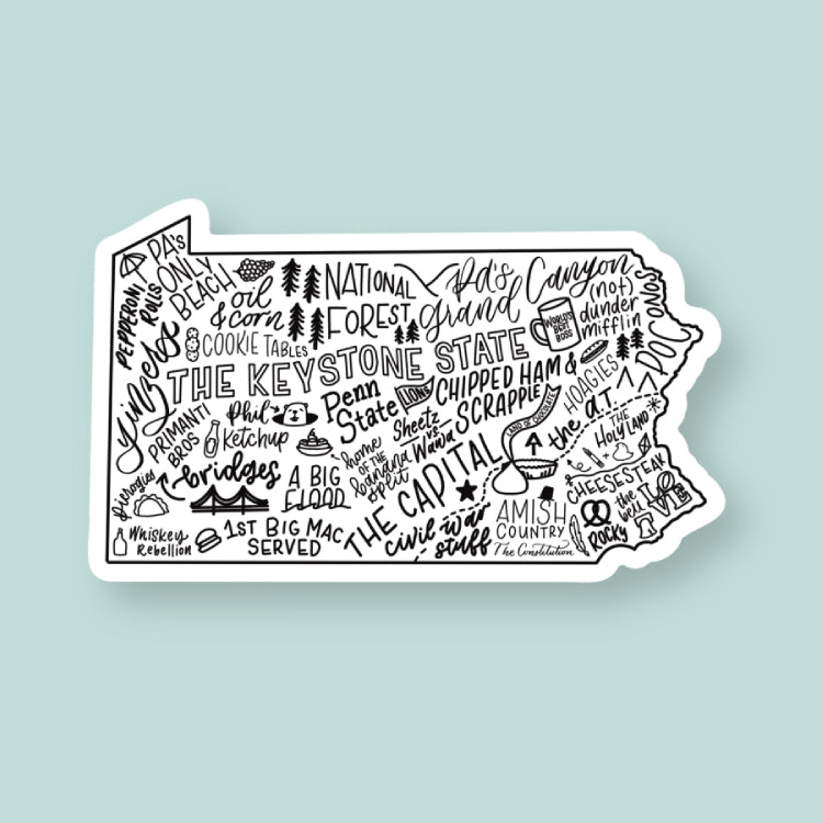 Pennsylvania Stickers | Hand-Drawn State Map Sticker