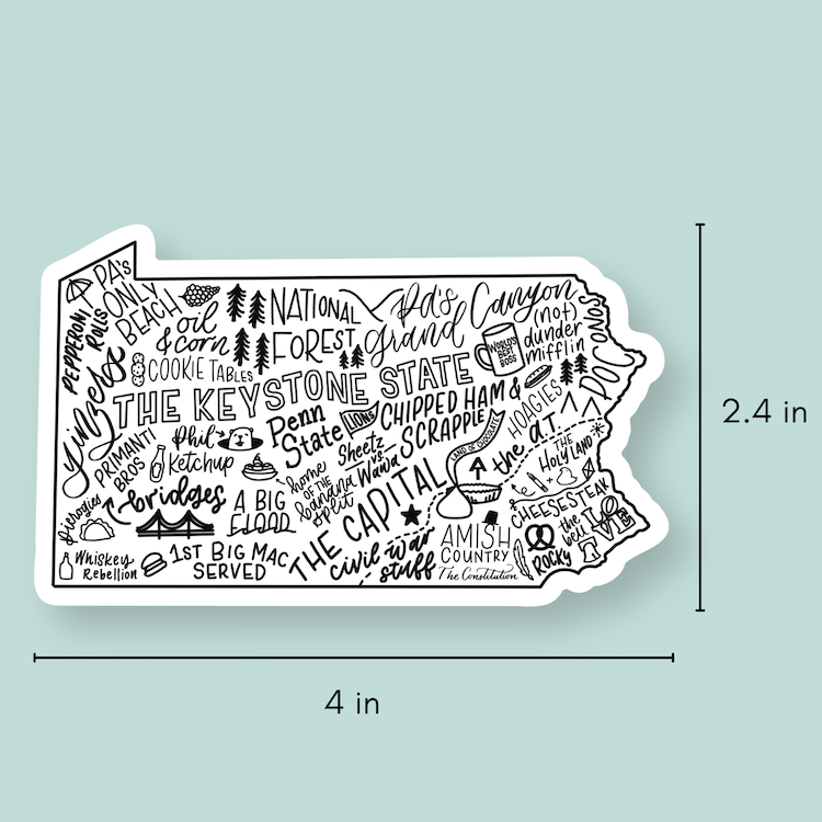 Pennsylvania Stickers | Hand-Drawn State Map Sticker