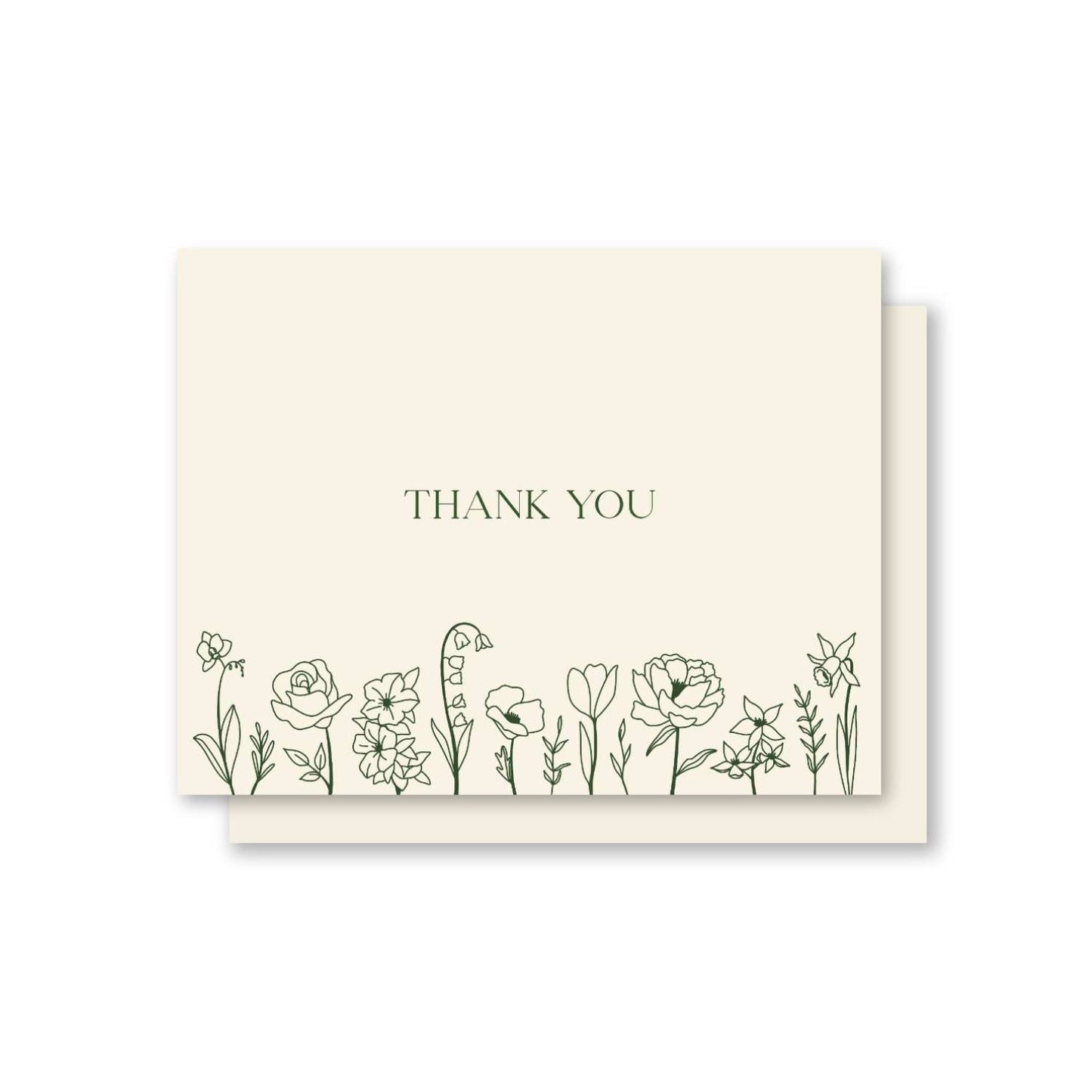 Green Floral Thank You Cards Boxed Set with Envelopes