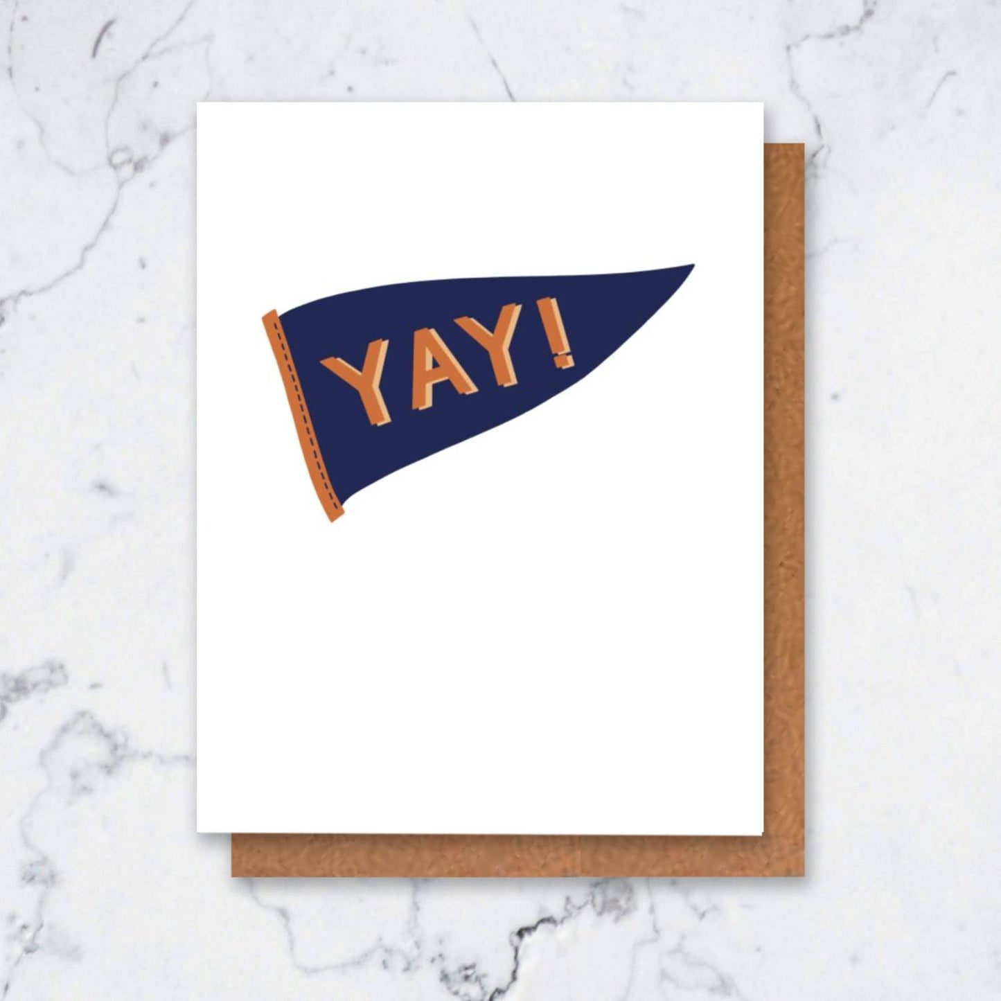Navy and Orange Pennant Graduation Cards for Him or for Her