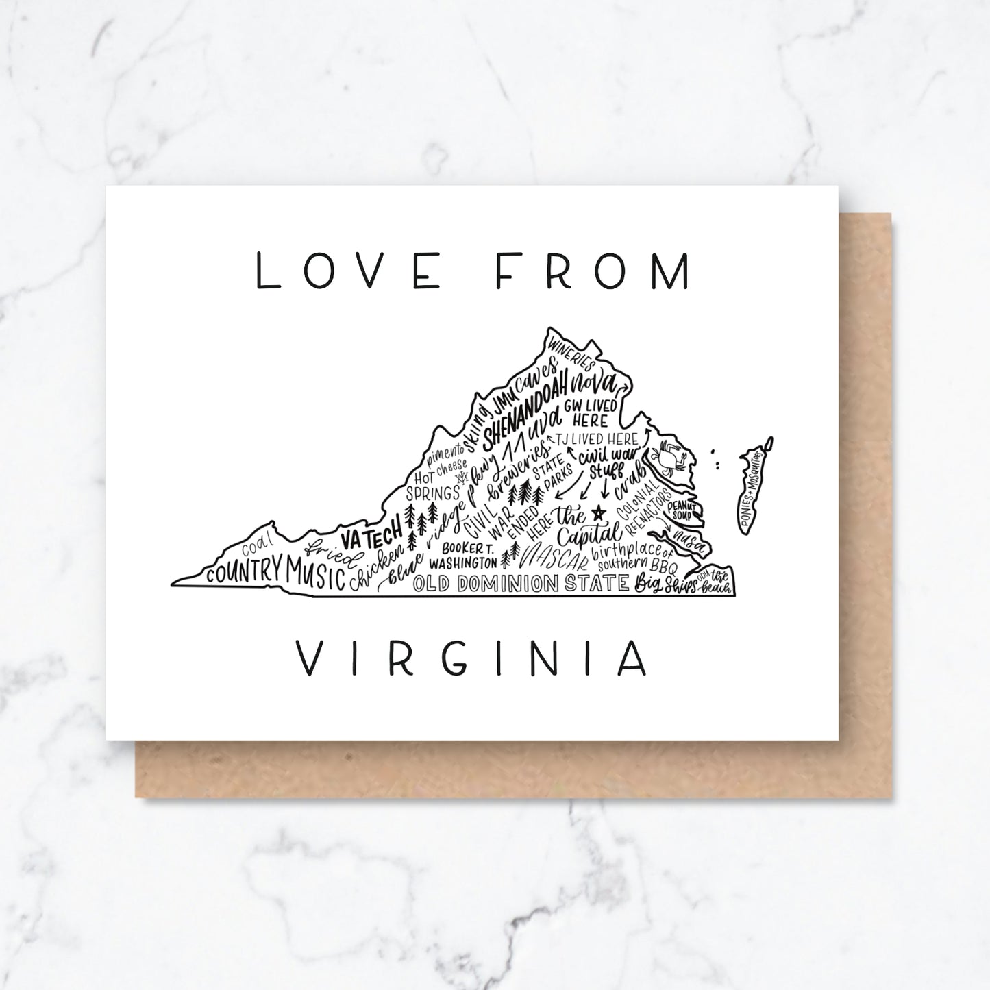 Virginia State Map Greeting Card | Virginia Made