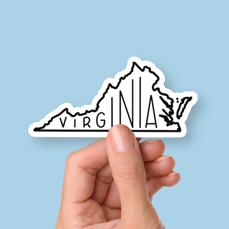 Virginia Sticker Black & White, Virginia State Sticker