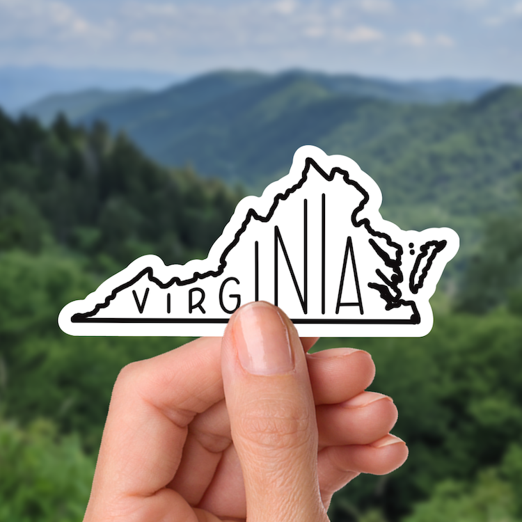 Virginia Sticker Black & White, Virginia State Sticker