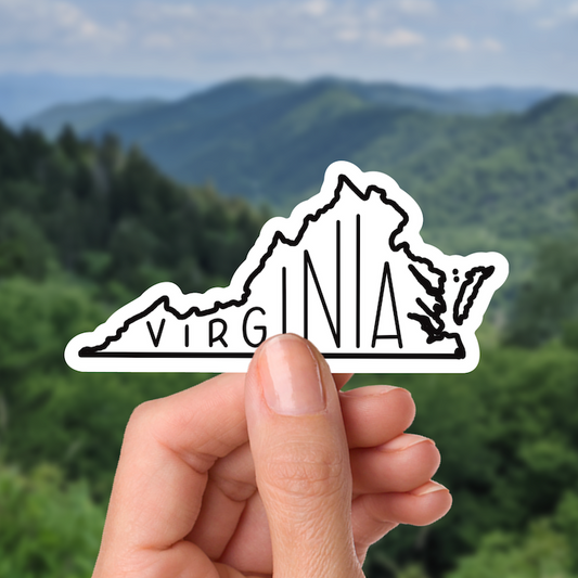Virginia Sticker Black & White, Virginia State Sticker