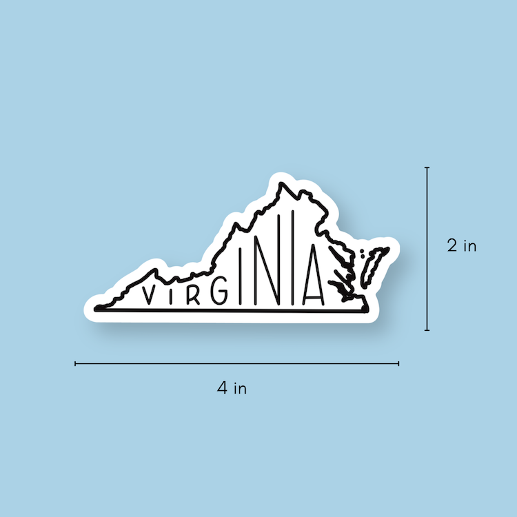 Virginia Sticker Black & White, Virginia State Sticker