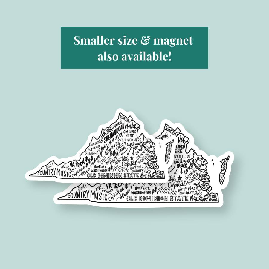 Virginia Sticker 6 inch | Virginia State Map Vinyl Sticker