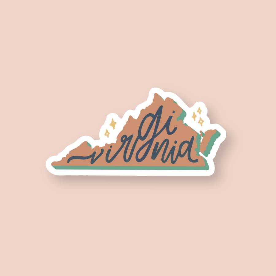 Small Virginia Sticker Retro | Virginia State Stickers