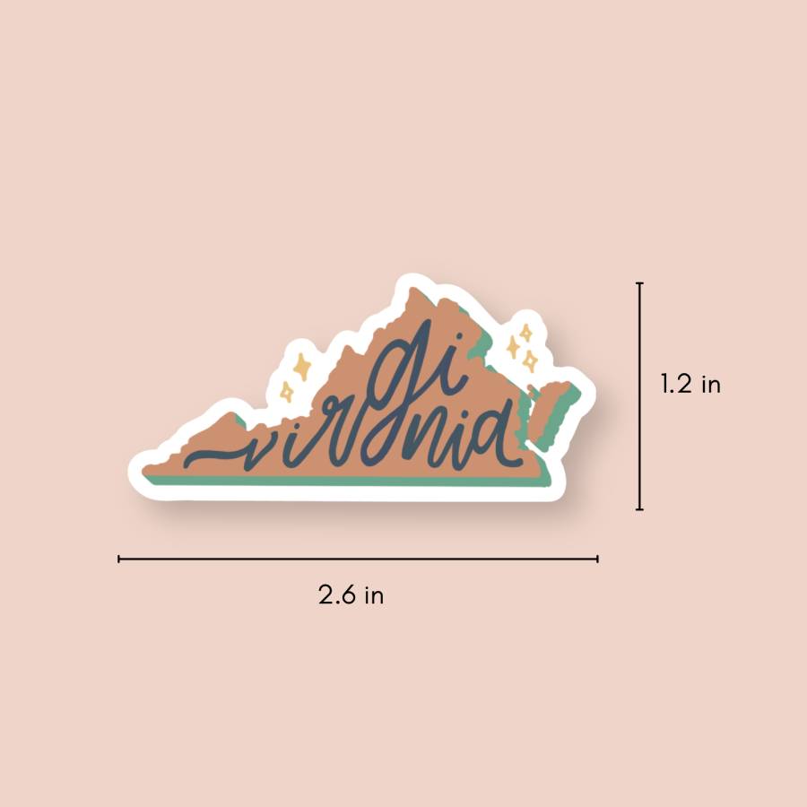 Small Virginia Sticker Retro | Virginia State Stickers