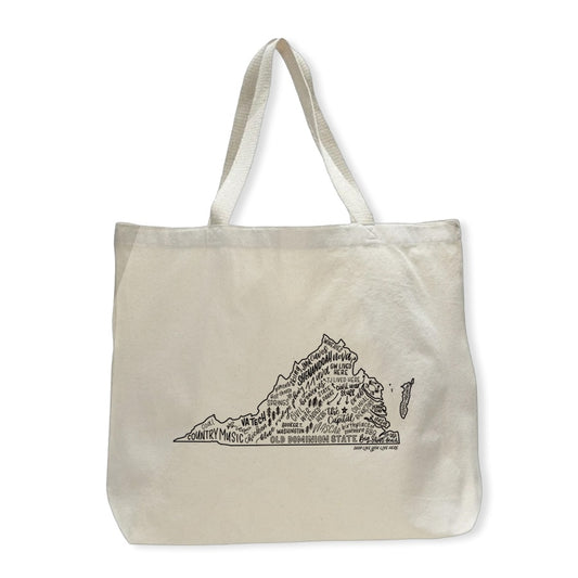 Virginia State Map Tote Bags | Large Canvas Tote Bags