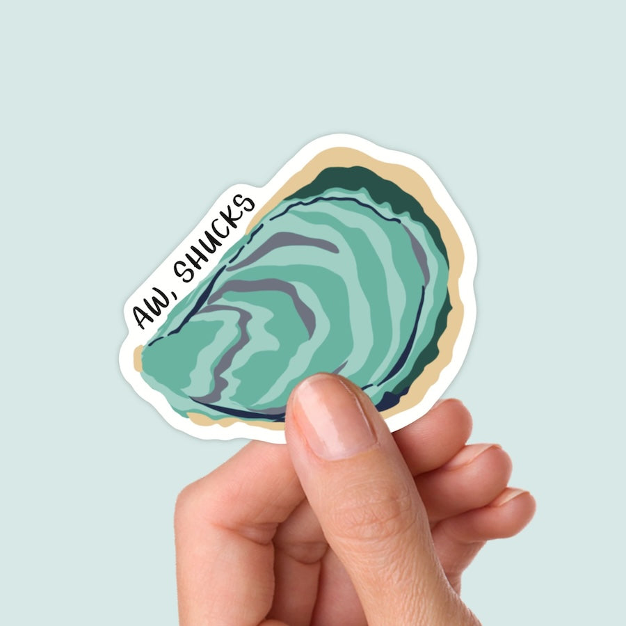 Aw Shucks Oyster Sticker, Punny Stickers, Coastal Stickers