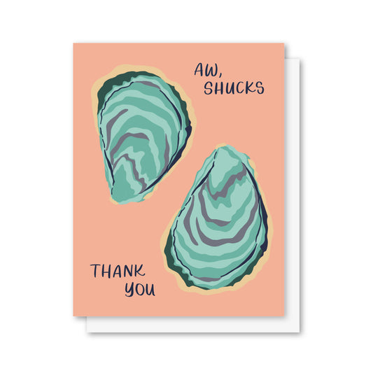 Aw Shucks Oyster Card, Thank You Card, Coastal Greeting Card