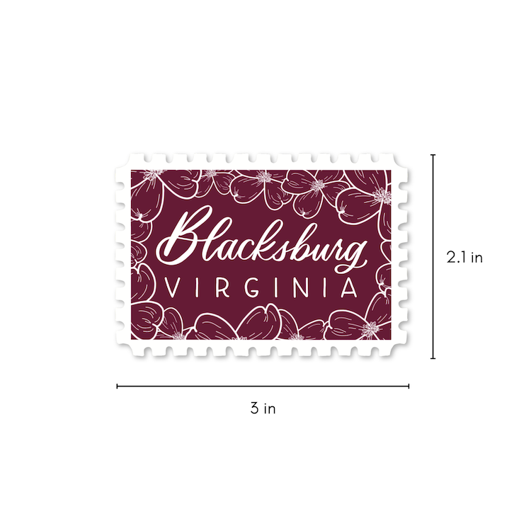 Blacksburg VA Stamp Stickers | Blacksburg Virginia Sticker