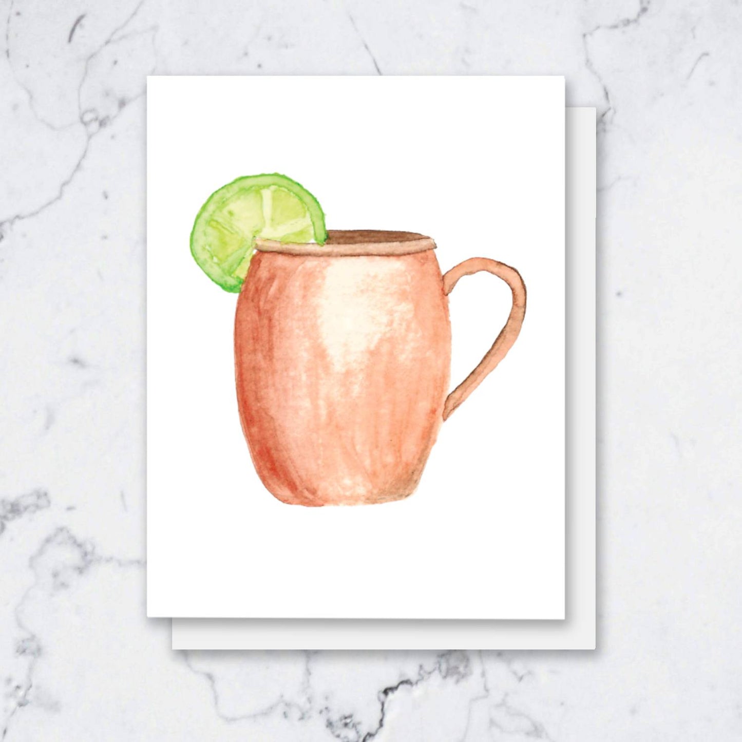 Moscow Mule Cocktail Greeting Cards Watercolor, Blank Inside