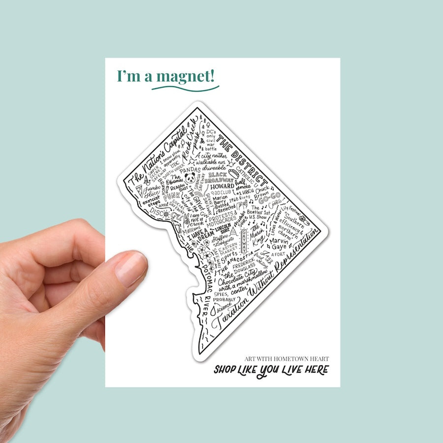 Map of DC Magnets, Washington DC History Map Magnet, DC Gift
