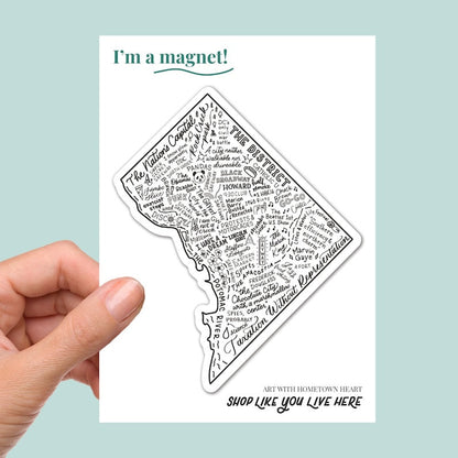 Map of DC Magnets, Washington DC History Map Magnet, DC Gift