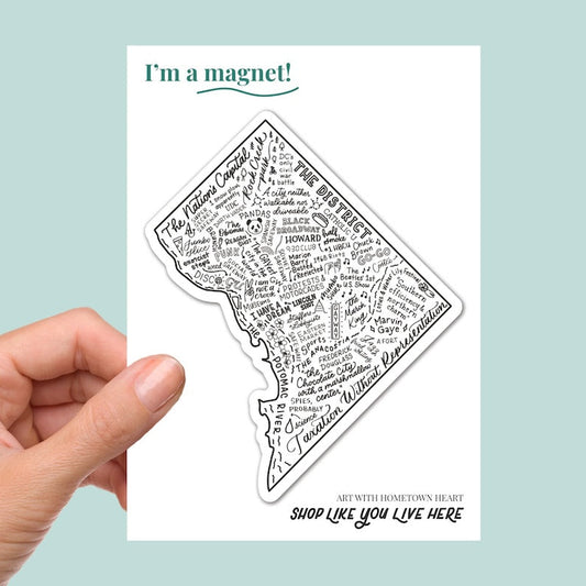 Map of DC Magnets, Washington DC History Map Magnet, DC Gift