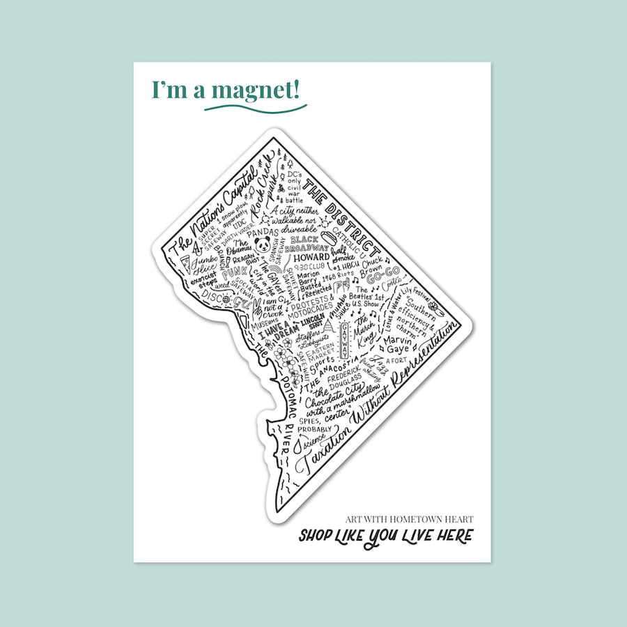 Map of DC Magnets, Washington DC History Map Magnet, DC Gift