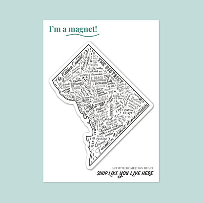 Map of DC Magnets, Washington DC History Map Magnet, DC Gift