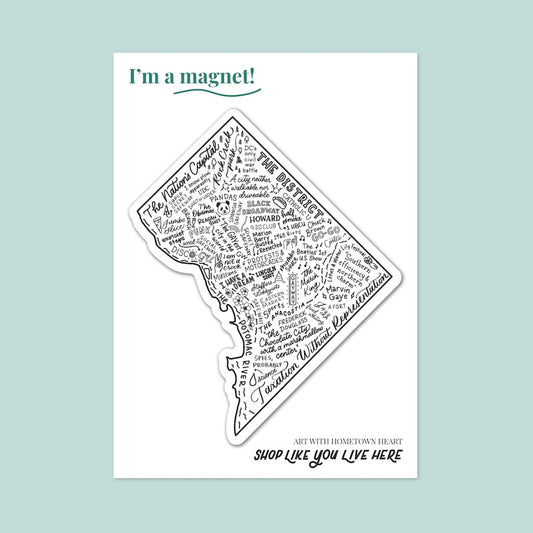 Map of DC Magnets, Washington DC History Map Magnet, DC Gift